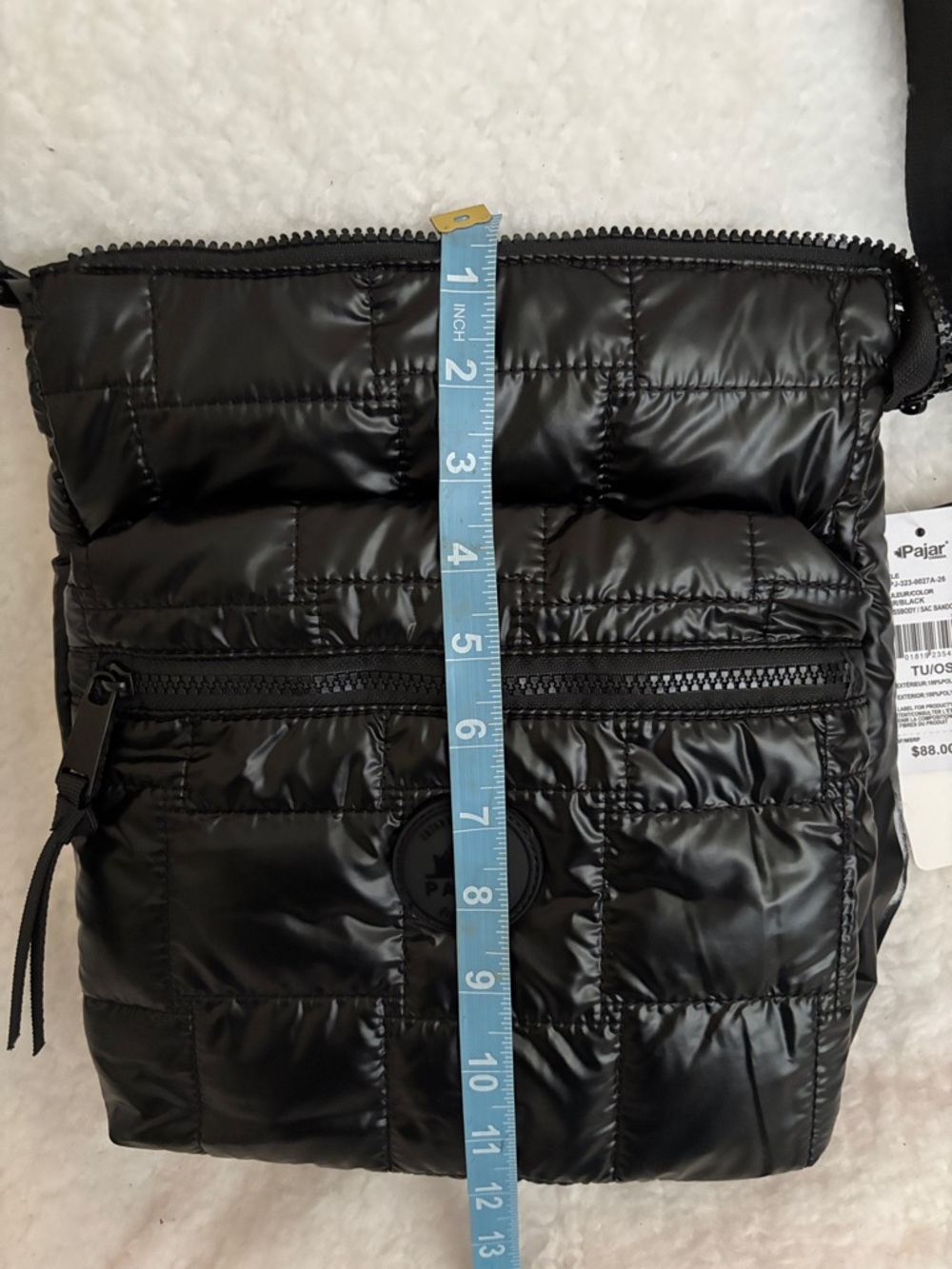 Pajar 1963 Black Quilted Crossbody Bag - Women's Shoulder Bag - Picture 7 of 8